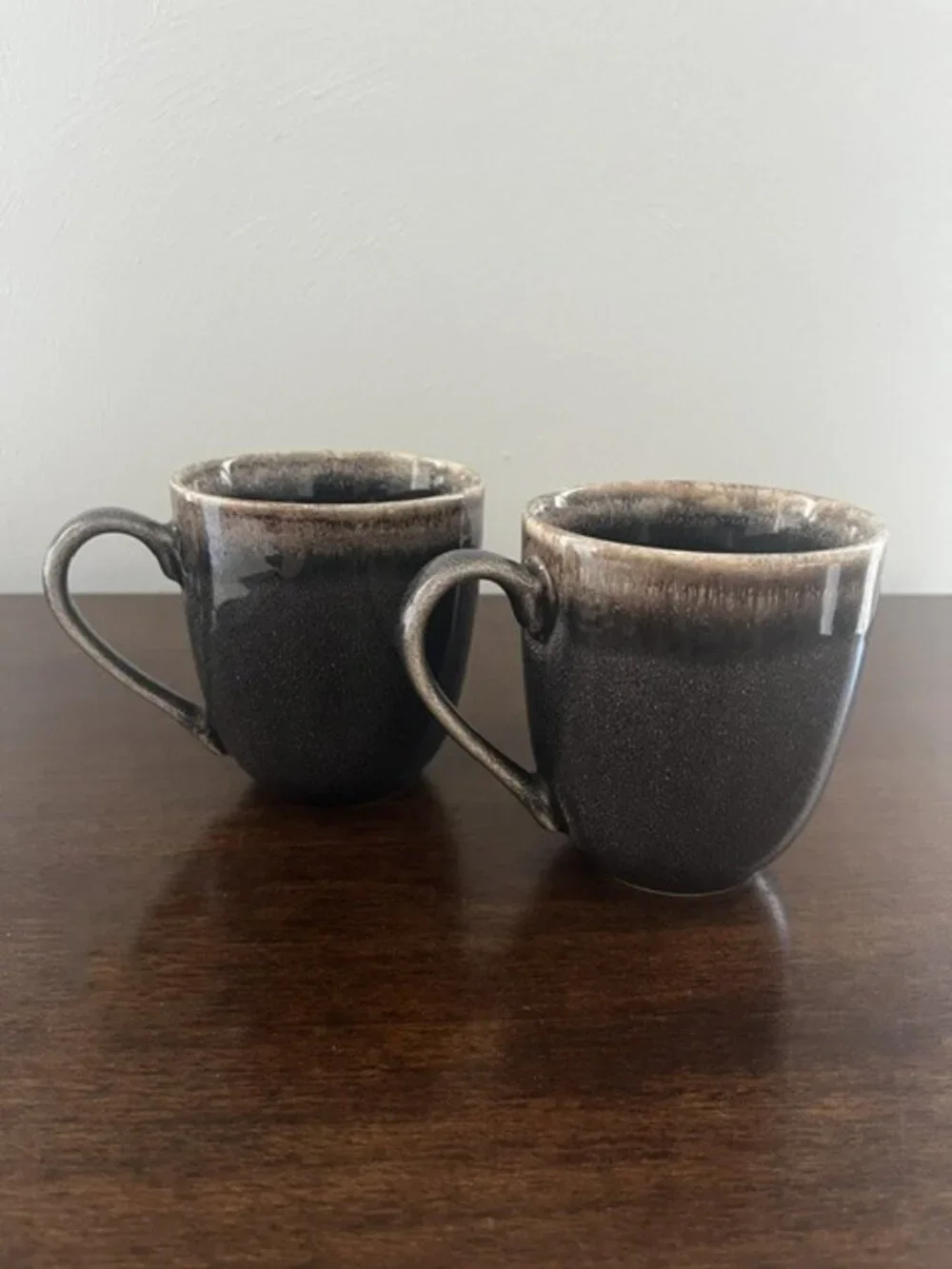 Pier One Coffee Mugs Hand Painted Stoneware - Set of 2